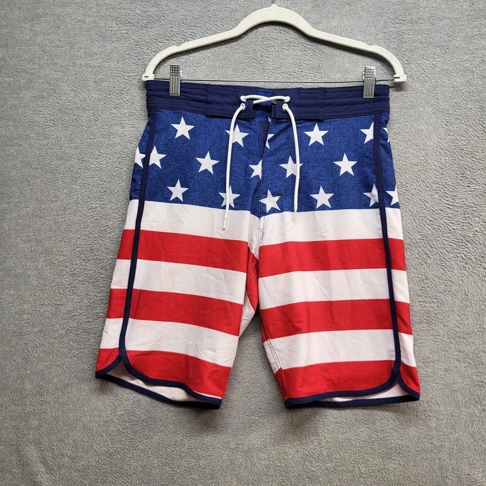 Old Navy Men Swimwear 28 American Flag Board Shorts READ